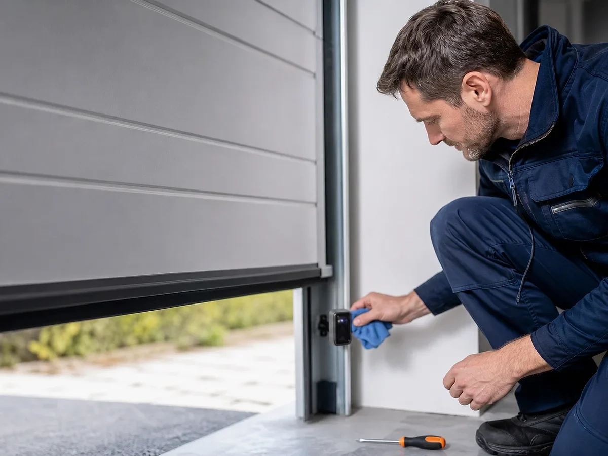 Garagentor Service - Techniker bei der Prüfung
